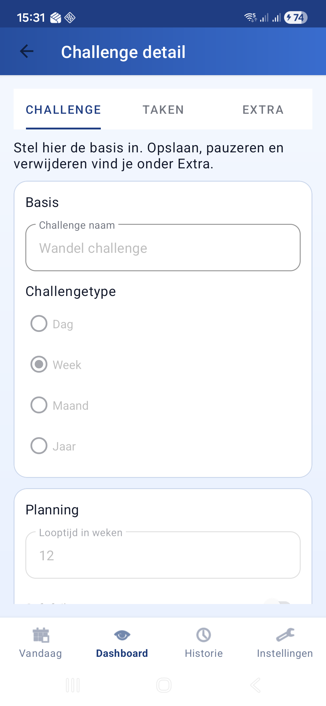 Challenge detail op tab Challenge